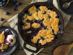 sweet plant-based blueberry cobbler dessert