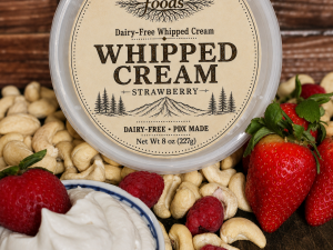 dairy-free strawberry whipped cream, plant-based whipped cream, dairy free whipped cream