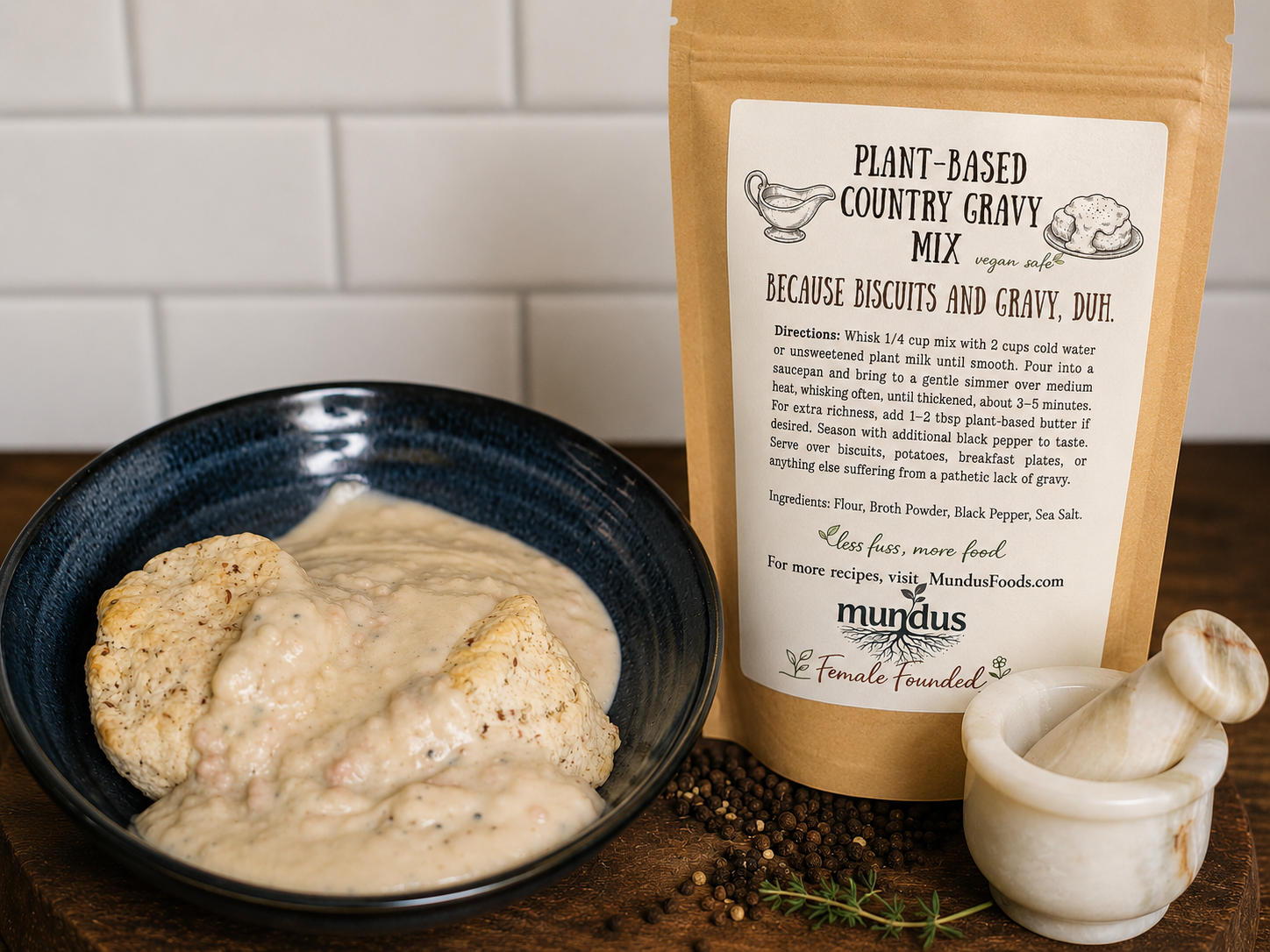 dairy-free country gravy mix, vegan gravy mix, plant-based gravy, country gravy, biscuit gravy, mashed potato gravy, pantry helper, savory gravy mix, comfort food sauce, vegan country gravy, dairy free country gravy, plant based gravy mix, vegan biscuits and gravy, dairy free biscuits and gravy, egg free biscuits and gravy, vegan breakfast gravy, dairy free breakfast gravy, vegan sausage gravy, plant based comfort food gravy, vegan mashed potato gravy, dairy free mashed potato gravy, vegan pot pie gravy, dairy free casserole gravy, vegan thanksgiving gravy, dairy free holiday gravy, southern style vegan gravy, peppered vegan gravy, vegan pantry staples, plant based comfort food, dairy free comfort food, egg free baking, dairy free baking, vegan baking mix, plant based baking mix, allergy friendly baking, vegan brunch ideas, dairy free brunch, vegan holiday baking, dairy free holiday baking, plant based family meals, vegan meal prep, dairy free weeknight dinner, Portland vegan food, Portland dairy free food, Oregon vegan food, small batch vegan food, farmers market vegan food, plant based foods Portland, dairy free foods Portland