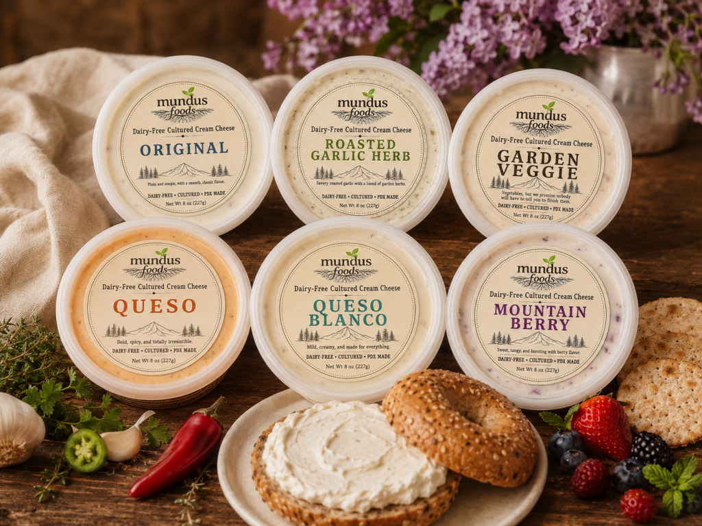 Mundus Foods, Mundus, plant-based foods, vegan food brand, dairy-free food brand, gluten-free food brand, plant-based pantry staples, vegan pantry staples, dairy-free comfort food, plant-based comfort food, real food less fuss, vegan convenience food, plant-based convenience food, Portland vegan food, Portland plant-based food, Oregon vegan food, Oregon plant-based food, female founded food brand, LGBTQ founded food brand, small batch vegan food, locally made plant-based food, clean label vegan food, whole food plant-based products, plant based cooking, vegan cooking, dairy free cooking, gluten free cooking, plant based recipes, vegan recipes, dairy free recipes, gluten free recipes, easy vegan meals, easy plant based meals, vegan baking, gluten free baking, dairy free baking, plant based baking, vegan comfort food, gluten free comfort food, vegan pantry meals, plant based pantry staples, vegan meal ideas, dairy free meal ideas, food business behind the scenes, small food business, farmers market food business, Portland food maker, Oregon food maker, vegan cream cheese, dairy free cream cheese, plant based cream cheese, cultured vegan cream cheese, cashew cream cheese, dairy free spread, vegan cheese spread, vegan queso, dairy free queso, plant based queso, vegan whipped cream, dairy free whipped cream, plant based whipped cream, plant based baking mix, vegan baking mix, gluten free baking mix, dairy free baking mix, vegan pancake mix, plant based pancake mix, gluten free pancake mix, vegan waffle mix, vegan muffin mix, vegan cake mix, vegan biscuit mix, vegan cobbler topping, vegan coffee cake mix, vegan everything mix, plant based everything mix, multipurpose baking mix, vegan all purpose baking mix, dairy free dessert mix, egg free baking mix, vegan cookies, gluten free cookies, vegan sugar cookies, vegan chocolate chip cookies, gluten free chocolate chip cookies, refined sugar free baking mix, vegan side dishes, plant based side dishes, dairy free side dishes, easy vegan sides, vegan comfort sides, vegan cornbread mix, plant based cornbread, vegan gravy mix, dairy free gravy, plant based gravy, vegan biscuits and gravy, vegan broccoli rice, dairy free cheesy rice, vegan cheesy potatoes, plant based mashed potatoes, vegan soup mix, plant based soup mix, pantry soup mix, easy vegan dinner sides, food that feels possible, easy nourishing meals, accessible plant based food, non fussy vegan food, simple vegan food, approachable plant based cooking, real food for real life, comfort food without dairy, better pantry staples, easy food for busy people, low effort vegan meals, weeknight vegan food, pantry friendly vegan recipes, plant based food for families, vegan food for non vegans, dairy free food that tastes good, gluten free food that tastes good, plant based food made simple, vegan food without weird ingredients, less processed vegan food, whole ingredient vegan food, PDX vegan food, PDX plant based, Beaverton Farmers Market, Beaverton vegan food, Portland farmers market food, local vegan food Portland, small batch food Portland, Portland dairy free food, Portland gluten free food, Pacific Northwest vegan food, PNW plant based food, Oregon made food, local food brand Oregon, clean label vegan food, real ingredient food, whole food ingredients, responsibly made food, plant based whole foods, vegan food without fillers, dairy free without weird ingredients, gluten free real food, intentional food brand, sustainable food brand, regenerative food brand, local ingredient food brand, community based food brand, inclusive food brand, food for everyone, accessible vegan food